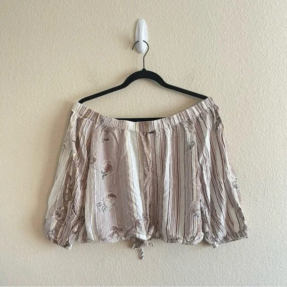 O'Neill Adalyn Off the Shoulder Floral Neutral Blouse Women's Size XS - Picture 3 of 10